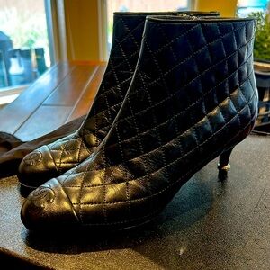 Chanel short lamb skin boots size 37